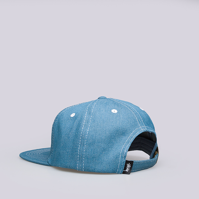  голубая кепка Stussy Contrast Stitch Denim Strapback 131677-teal - цена, описание, фото 3